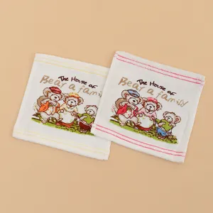 Pure cotton baby square towel soft handkerchief cartoon bear print saliva towel multi pack
