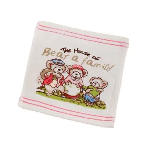 Pure cotton baby washcloth newborn soft handkerchief cartoon bear print absorbent square towel
