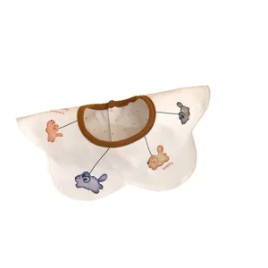 Cute cotton baby waterproof bib with floral petal shape and lovely animal prints for babies.