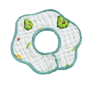 Bavaglino bebe cotone forma di fiore 360 gradi garza spessa bavaglino con stampa avocado