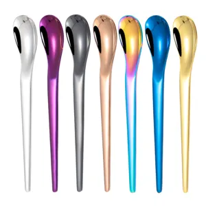Colorful stainless steel small coffee spoons set, perfect for dessert, ice cream, stirring.