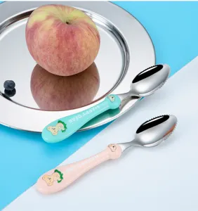 Kinder edelstahl obstbrei löffel set, süßer cartoon baby fütterung löffel für kinder.