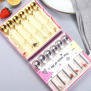 Christmas stainless steel spoon set with gold silver coffee dessert spoons in box