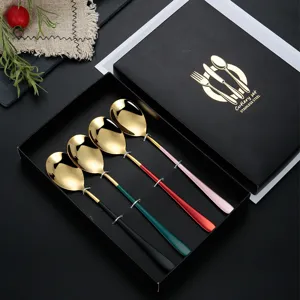Set di Posate in Aciaio Inossidabile 304 Stile Coreano Cucchiaio Forchetta Bacchette Confezione Regalo Moderno Minimalista