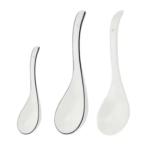 Juego de cucharas de cerámica creativas, cucharas soperas de mango largo para cocina 3 pcs