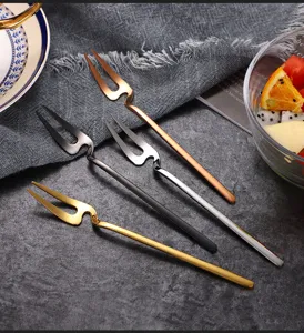 304 Stainless Steel Fruit Fork Set Creative Coffee Dessert Forks 4Pcs Kitchen Tableware