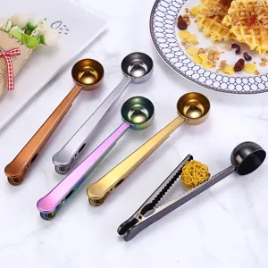Stainless Steel Coffee Measuring Spoon Multifunctional Food Sealing Clip Seasoning Spoon Kitchen Baking Tool