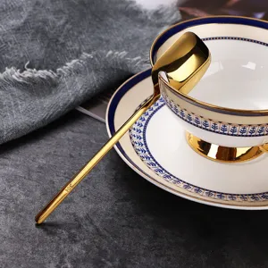 Gold stainless steel hanging coffee spoon creative mug stirring spoon kitchen tableware.