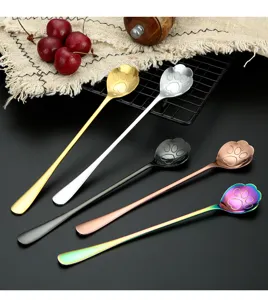 Stainless steel cat paw coffee spoon, long handle stirring spoon for dessert and ice cream.