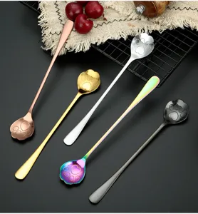 Stainless steel cat paw coffee spoon long handle cute mixing spoon for dessert ice cream