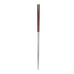 Stainless steel wooden handle chopsticks long cooking chopsticks kitchen utensil anti-slip