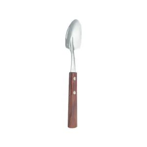 Stainless steel shovel shaped spoon with wooden handle for dessert and ice cream 80g