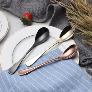 elegante set de cucharas de café de acero inoxidable chapado en titanio vajilla para el hogar