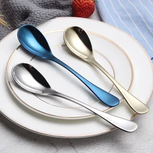 Set de cucharas de acero inoxidable, cucharas de café y postre chapadas en titanio.