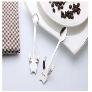 Stainless steel cute cat coffee spoon hanging cup stirring spoon detail view product