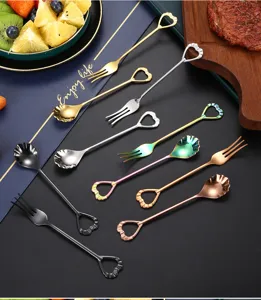 Stainless steel coffee spoon creative heart shape dessert spoon cake mixing fork cutlery set