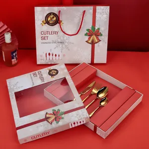 Boîte Cadeau De Noël Couteau Fourchette Et Cuillère En Acier Inoxydable Vaisselle Cuisine Salle À Manger Collection De Couverts De Luxe