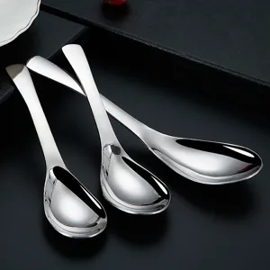 Set of 3 stainless steel soup spoons, polished deep spoon for household dining and kitchen use.