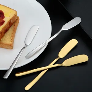 Stainless steel butter knife set, long handle spreader for jam, cheese, and baking cream.
