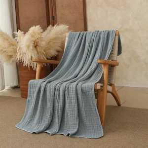 Pure cotton six-layer gauze kids blanket breathable soft solid color air conditioning summer throw
