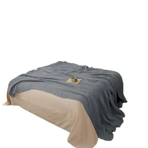 Pure cotton six-layer gauze summer blanket soft breathable solid color bed throw