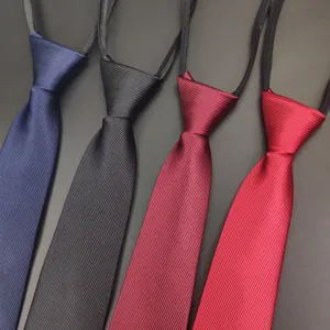 Cravatta con cerniera a righe diagonali tinta unita da uomo, pratica cravatta.