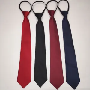 Cravatta con Cerniera Uomo Affari Tinta Unita Rigata Pre-annodata Cravatta Casual Formale Accessorio Collo