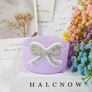Silicone cup sleeve with sparkling rhinestone bow, protective boot accessory for tumbler.