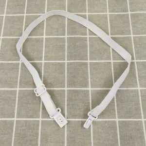 Adjustable white elastic clothing strap with plastic buckle for secure fit daily wear accessory