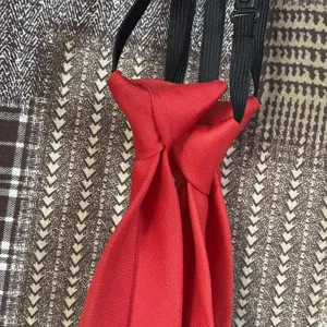 Corbata roja preatada de tela mate para mujer estudiante foto graduacion pajarita.