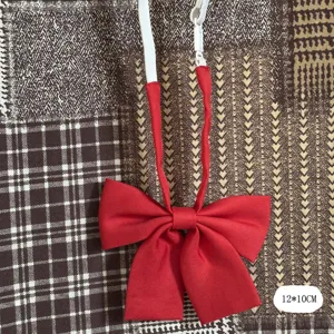 Pajarita roja de estudiante con correa elástica ajustable, lindo accesorio de uniforme escolar.