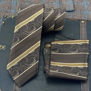 Men's Retro Paisley Jacquard Necktie And Pocket Square Set Vintage Business Wedding Formal Suit Polyester Tie
