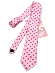 Chic raspberry pink polka dot women's necktie, Korean retro style fabric, versatile accessory.