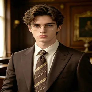 Classic men's brown paisley and stripe jacquard tie for business formal and retro old money styles.