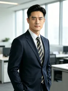 Corbata de negocios clásica para hombre con rayas negras y doradas de estilo formal.