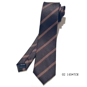 Retro dark brown striped tie for men and women, classic handmade polyester necktie.