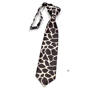 Kids pre-tied necktie cute cow print short neck tie child student shirt fashion accessory