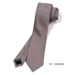 Retro brown houndstooth tie for men and women, classic slim polyester necktie 145x6cm