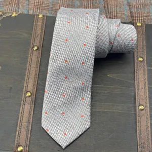 Grey Fine Plaid Red Star Dot Men Business Formal Handmade Tie Pocket Square Set Printed Fabric Wedding Party