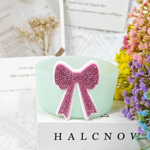 Silicone cup sleeve boot with rhinestone bow for Stanley cup protector accessories 7.5cm