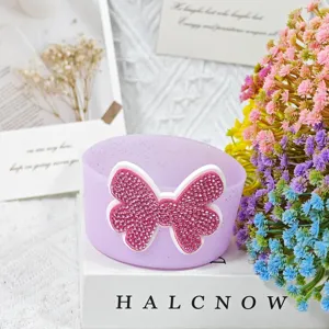 Silicone cup boot sleeve with sparkling pink rhinestone bow, protective bottom cover for 7.5cm tumblers.