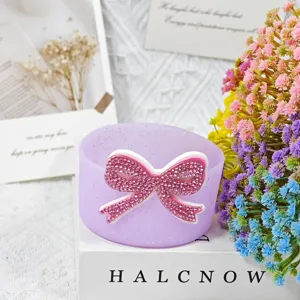 Silicone tumbler boot sleeve for 7.5cm cup protection with pink rhinestone bow