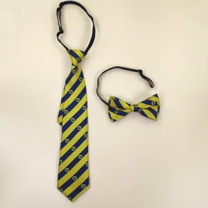 Kids School Uniform Striped Necktie And Bowtie Children Casual Polyester Neck Tie Bow Tie Student Accessories