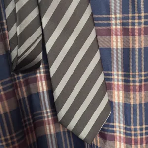 Retro dark brown silver striped tie for men and women, classic vintage silk necktie.