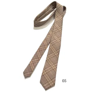 Classic retro brown plaid necktie, vintage academy style tie for men and women shirts.