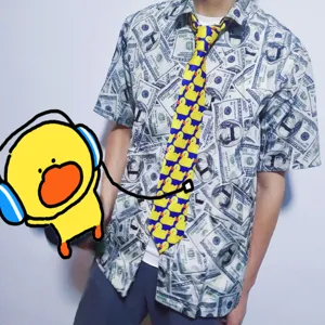 Corbata larga de seda de poliéster mate estampada con patrón de patito amarillo para hombres y mujeres
