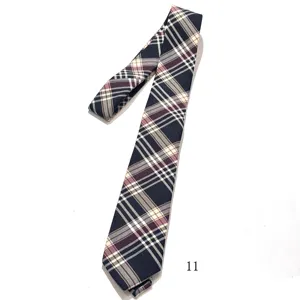 Detailed view of classic plaid tie with retro aesthetic, premium fabric texture for daily style.