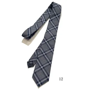 Classic grey plaid necktie for men, stylish business casual tie accessory for shirts.