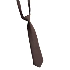 Corbata de estudiante marron preatada retro color solido corbata estilo japones nino