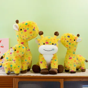 Bunt gesprenkeltes Giraffen Plueschtier kuschelige Stofftier Puppe zum Schlafen und Dekorieren